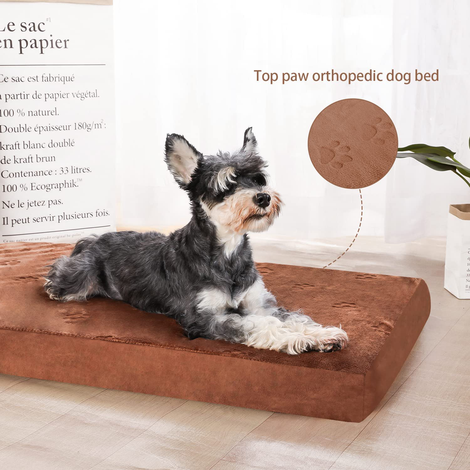 FONTEARY Dog Bed Mat for Large Medium Dogs Bed,Anti-Anxiety Orthopedic Pet Beds Memory Foam Cats&Dogs Kennel Bed with Removable Washable Cover and Waterproof Lining