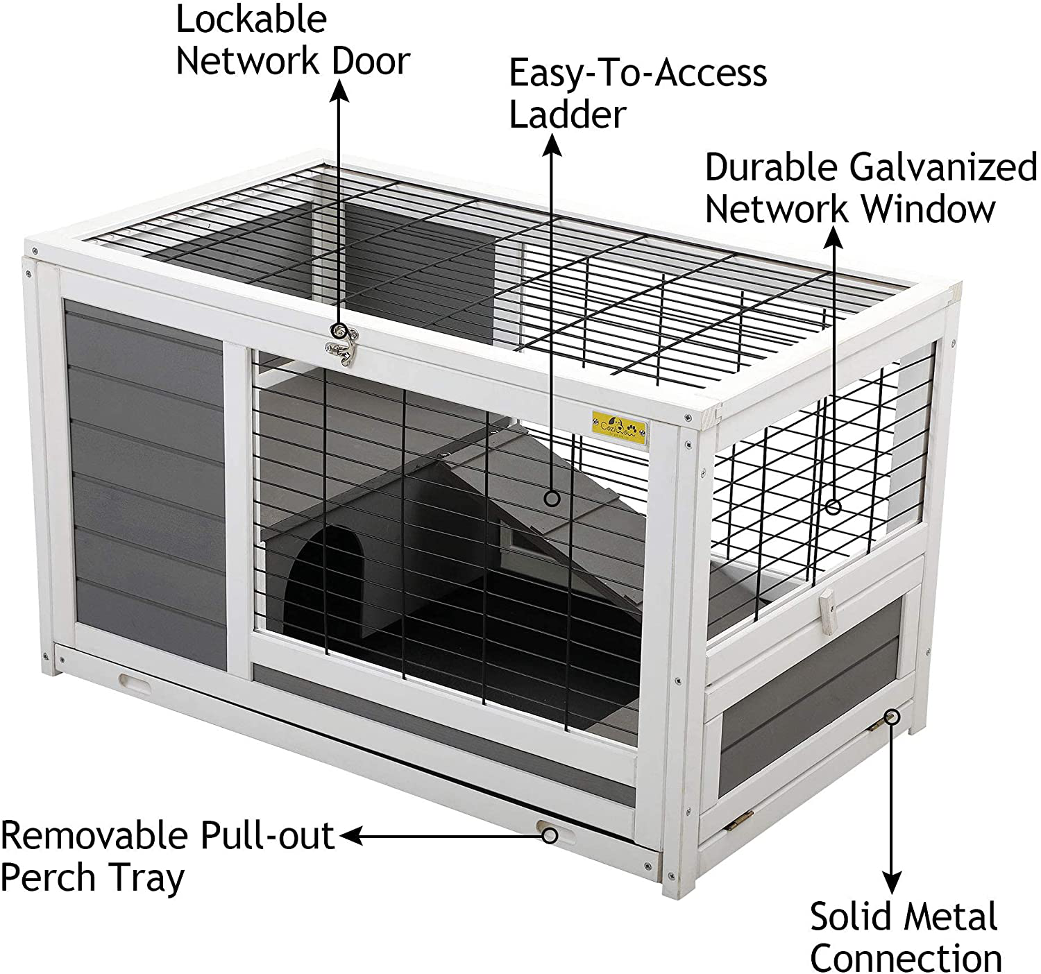 COZIWOW Indoor Outdoor Rabbit Hutch,Small Animal Houses & Habitats, Large Bunny Cage with Removable Tray, Single Level Guinea Pig Hamster Hutch Animals & Pet Supplies > Pet Supplies > Small Animal Supplies > Small Animal Habitats & Cages COZIWOW   