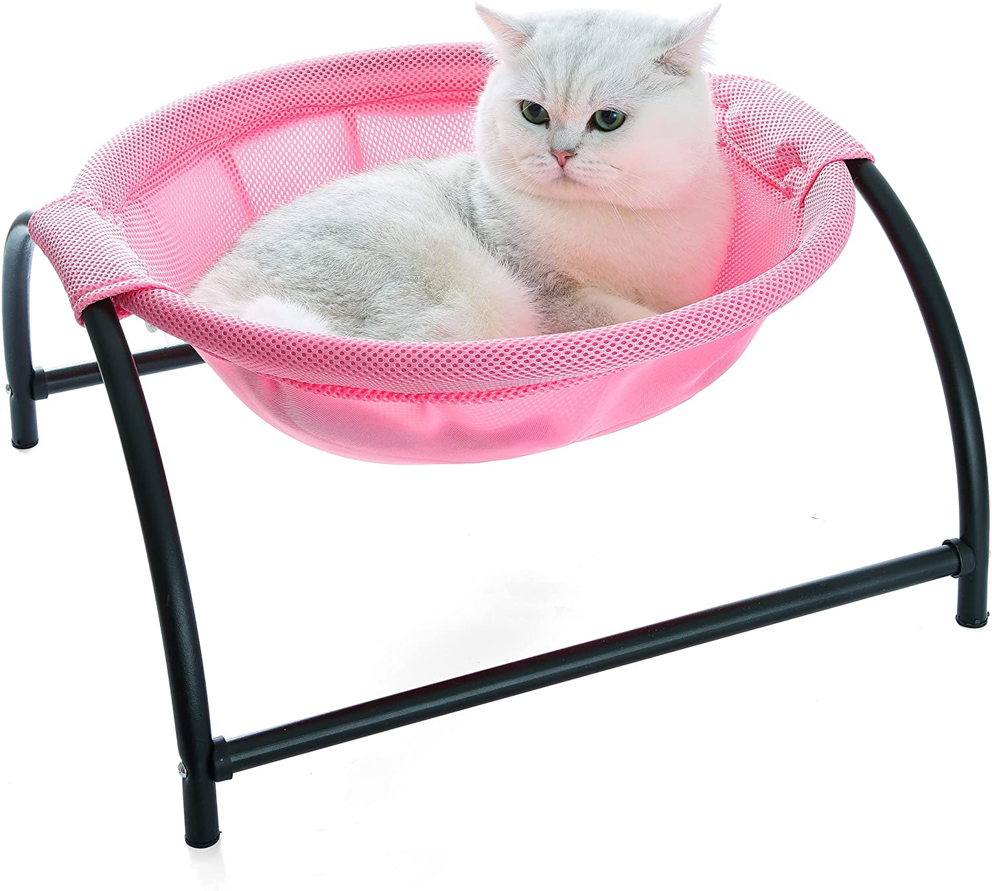 NOYAL Cat Hammock Bed, Elevated Pet Bed Breathable Hanging Nest with Detachable Cover and Heavy Duty Iron Frames Cat Cooling Cot for Kitty & Puppy Indoor and Outdoor Cat Hammock (Gray) Animals & Pet Supplies > Pet Supplies > Cat Supplies > Cat Furniture NOYAL Pink  