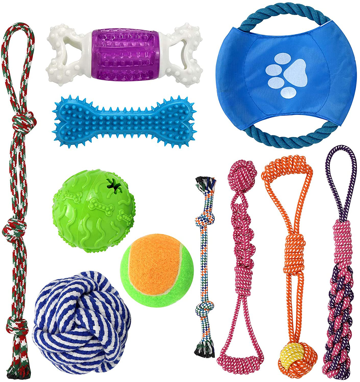 Dog Chew Toys for Aggressive Chewers,11 Pack Dog Rope Toys Sets,Tug of War Dog Toy Toothbrush Chew Toys,Iq Ball and Squeaky Rubber Bone Puppy and Small Dog (11 Pack) Animals & Pet Supplies > Pet Supplies > Dog Supplies > Dog Toys HZYan   