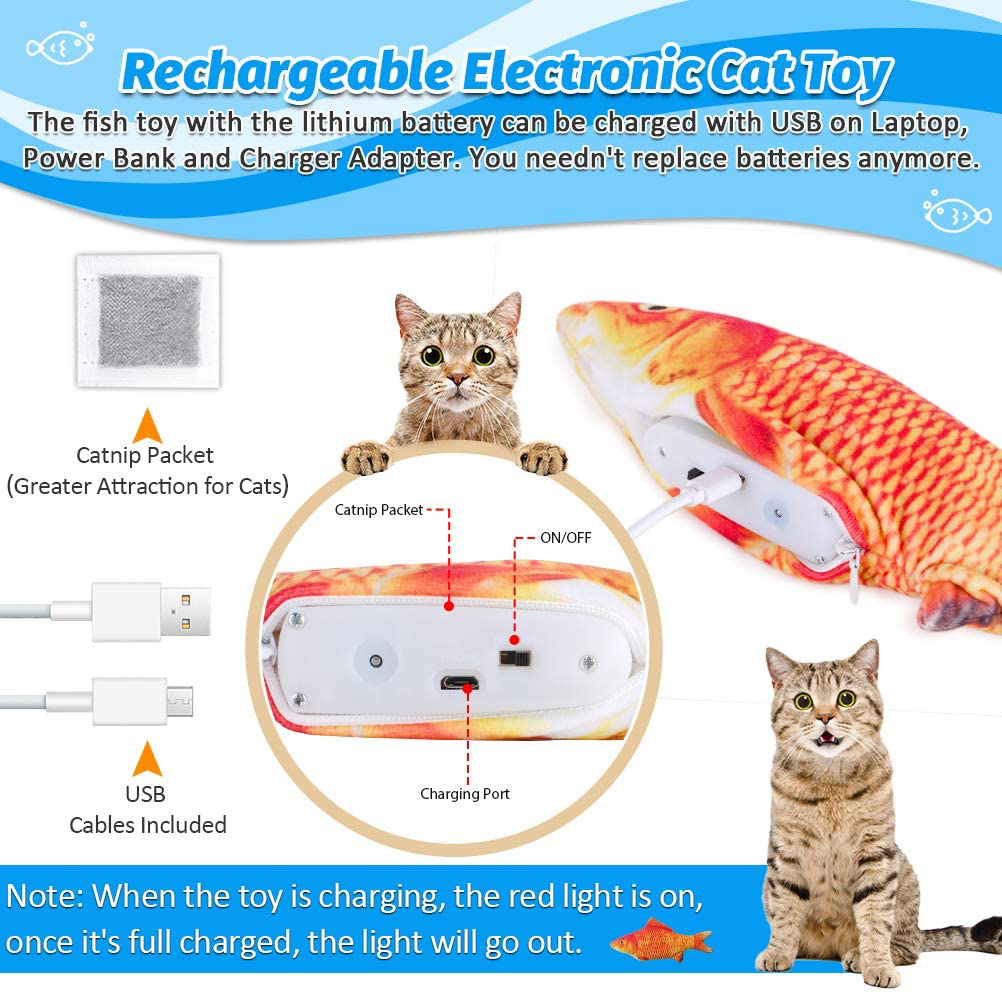 Floppy Fish Cat Toy, Realistic Flopping Fish Cat Toy, Interactive Cat Toys for Indoor Cats, Moving Fish Cat Toy, Kitten Toys, Catnip Toy, Cat Chew Toy, Automatic Cat Kicker Toy for Kitty Exercise Animals & Pet Supplies > Pet Supplies > Cat Supplies > Cat Toys FAYOGOO   