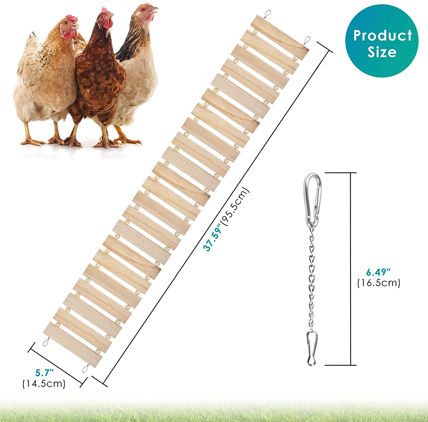 KATUMO Chicken Swing Chicken Perch Chicken Ladder for Coop Natural Wood Chicken Toy Chicken Coop Accessory Bird Swing for Chickens, Birds, Parrots, Total Length 112Cm/44.09'' Animals & Pet Supplies > Pet Supplies > Bird Supplies > Bird Ladders & Perches KATUMO   