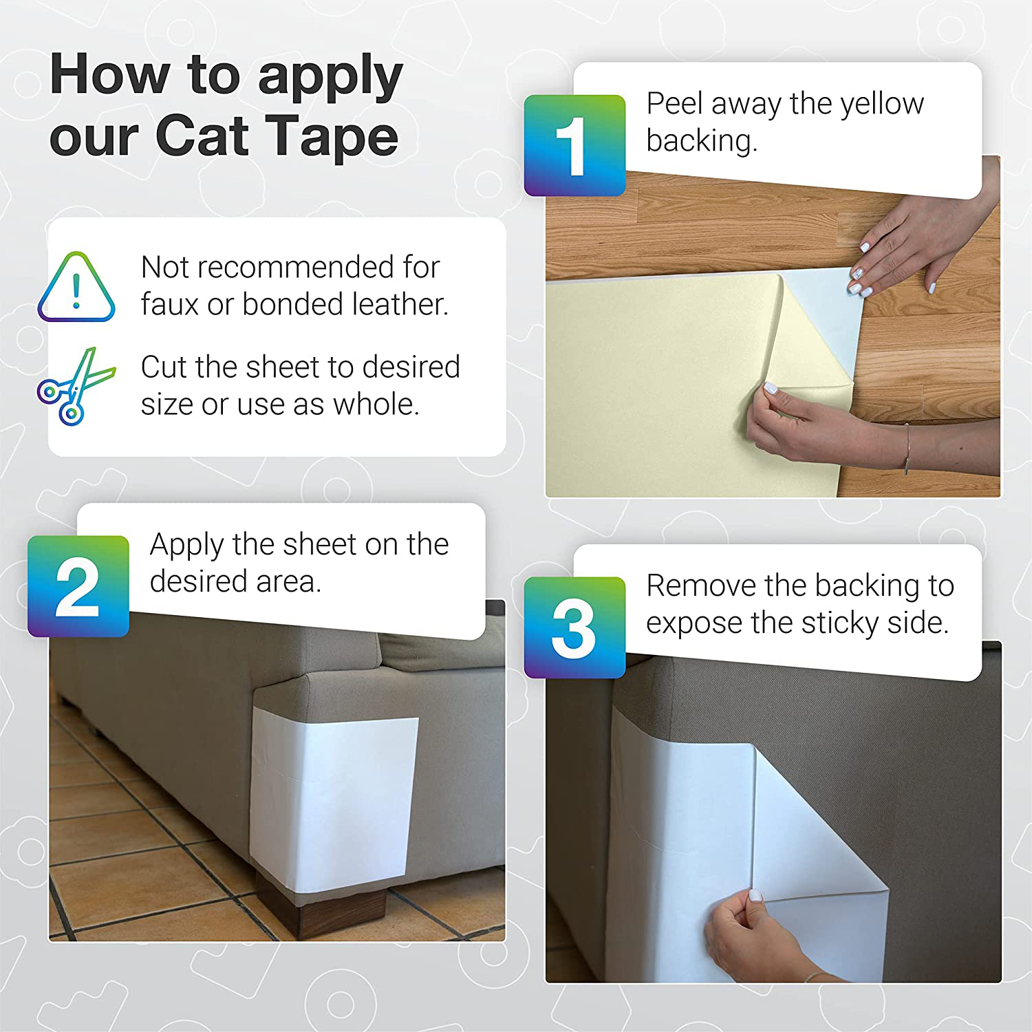 EDP Cat Scratch Training Deterrent Tape, Clear Double Sided 10XL 17X12'' Sheets. Cat Furniture Protector, Cat Couch Protector, Cat Sticky Paws Tape for Furniture, Cat Anti-Scratch Pad for Sofa Corners Animals & Pet Supplies > Pet Supplies > Cat Supplies > Cat Furniture EdenProducts   