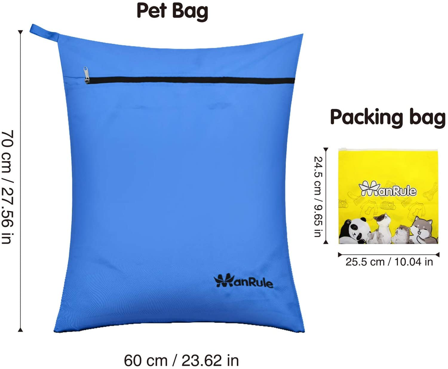 Manrule Pet Laundry Bag for Washing Machine Oversize Hair Remover Bag for Pet Beds, Fleece, C&C Cage Liners, Midwest Cage Liners, for Dogs, Cats, Guinea Pigs, Rabbits and Small Pets (Blue)