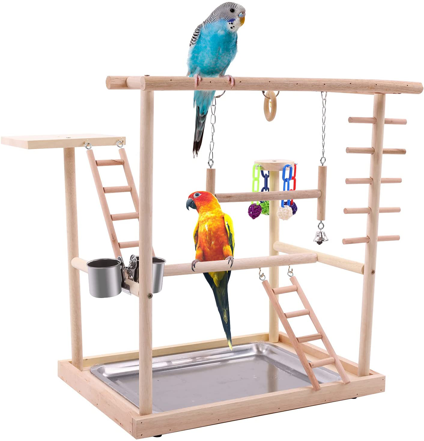 QBLEEV Bird Perches Nest Play Stand Gym Parrot Playground Playgym Playpen Playstand Swing Bridge Wood Climb Ladders Wooden Conures Parakeet Macaw African Animals & Pet Supplies > Pet Supplies > Bird Supplies > Bird Gyms & Playstands QBLEEV New Bird Playpen  