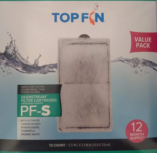 Top Fin Silenstream PF-S Refill for PF10 Power Filters 5.5In X 3.1- (12 Count) 1 Year Supply Animals & Pet Supplies > Pet Supplies > Fish Supplies > Aquarium Filters Generic   