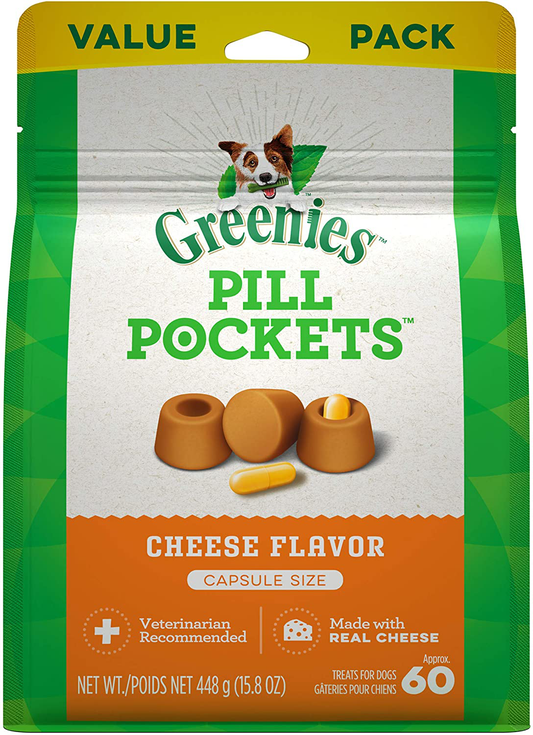 Greenies Pill Pockets Natural Dog Treats, Capsule Size, Cheese Flavor