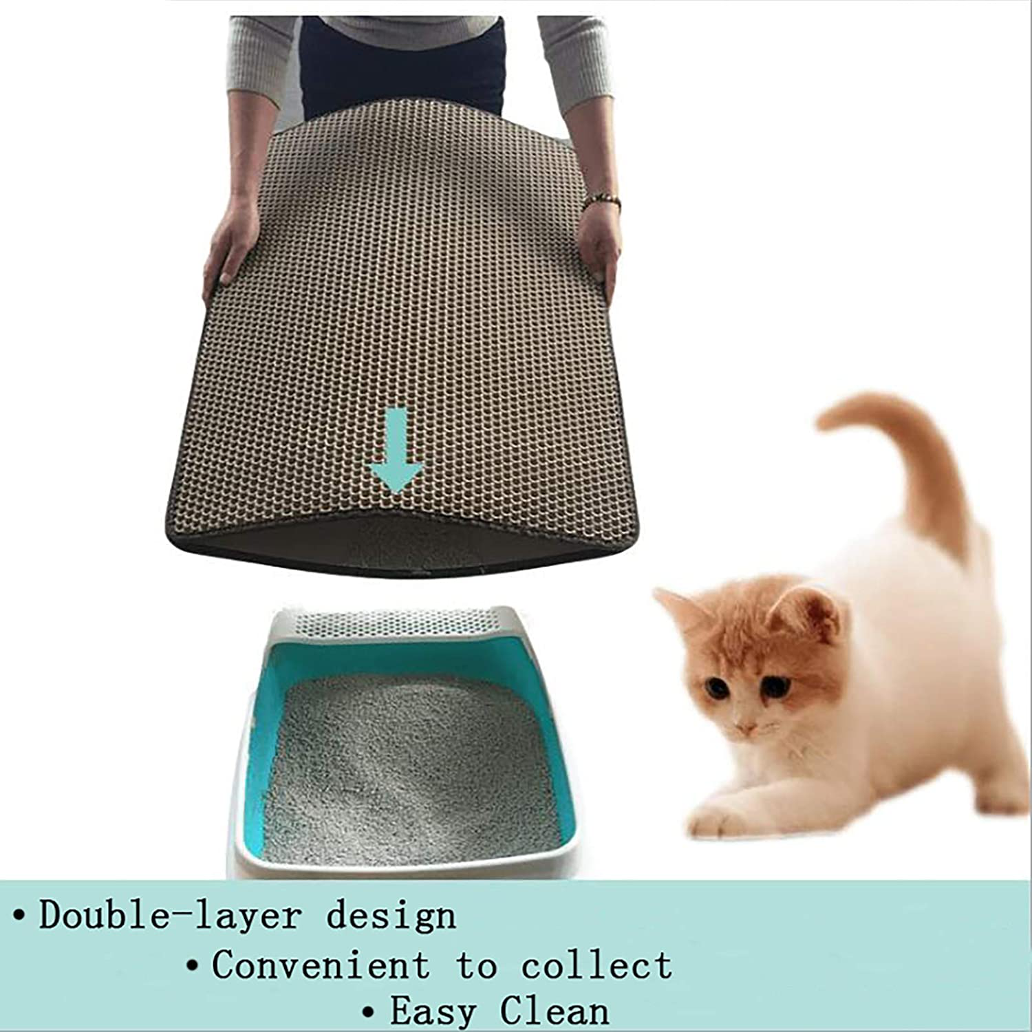 Tiasri Durable Cat Litter Collection Pad, Waterproof and Urine-Proof Material, Double-Layer Screening Is Easy to Clean, Decentralized Control and Easy to Clean Animals & Pet Supplies > Pet Supplies > Cat Supplies > Cat Litter Box Mats Tiasri   