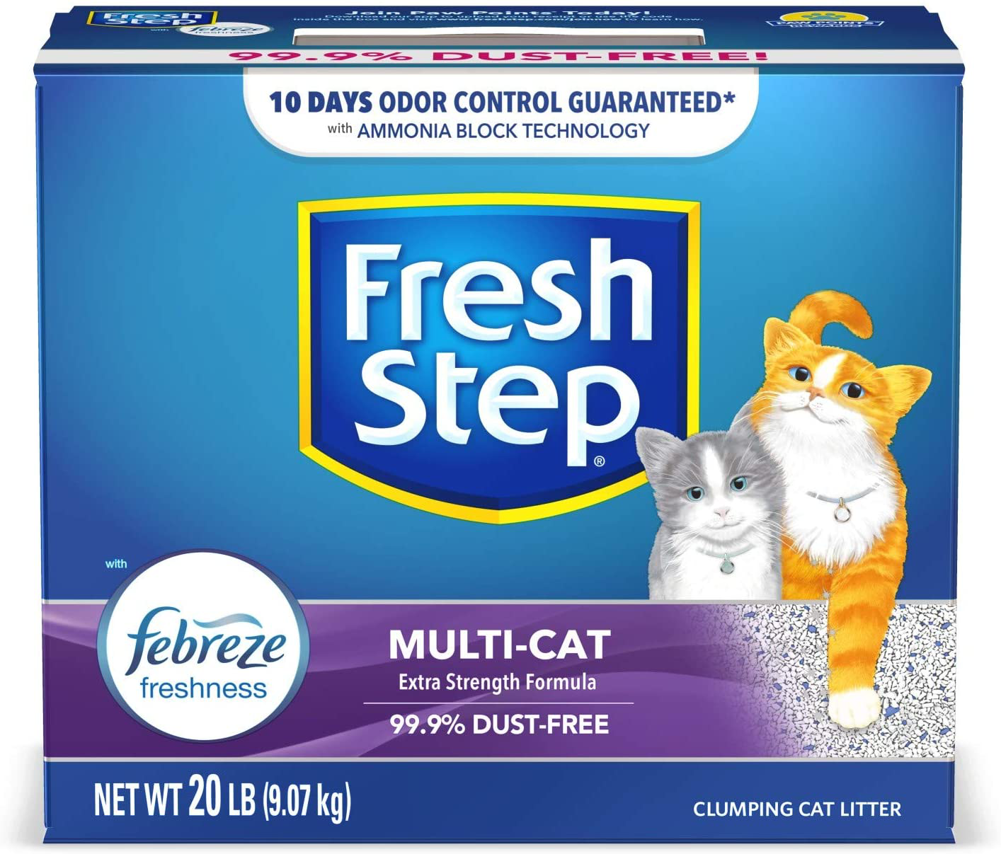 Fresh Step Multi-Cat Extra Strength Scented Litter with the Power of Febreze, Clumping Cat Litter, 20 Pounds (Package May Vary) Animals & Pet Supplies > Pet Supplies > Cat Supplies > Cat Litter Fresh Step   
