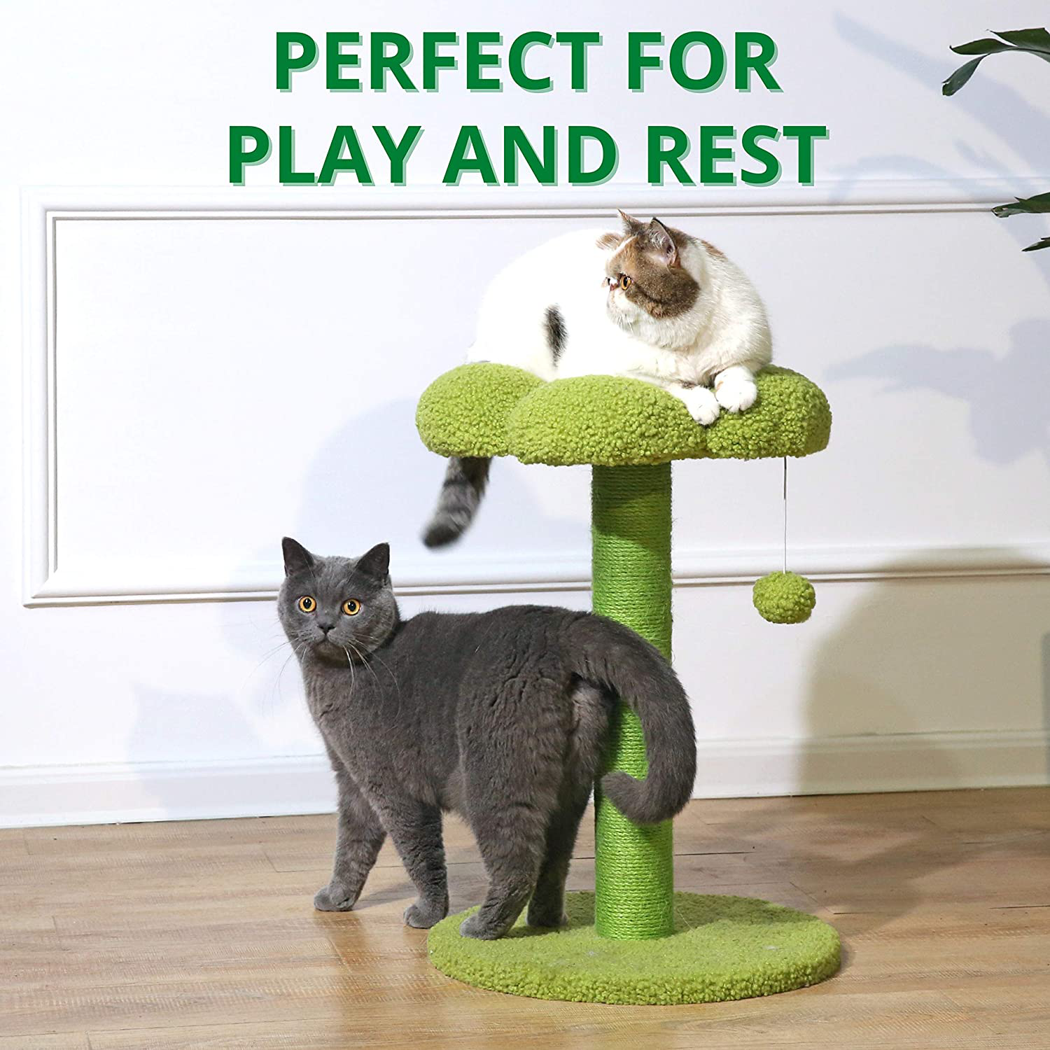 Petnpurr Cat Flower Scratching Post, Perch and Activity Tree with Teaser Ball Toy – Designed to Protect Your Home Furniture with Natural Sisal Scratcher Animals & Pet Supplies > Pet Supplies > Cat Supplies > Cat Furniture PetnPurr   