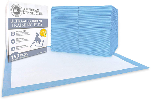 American Kennel Club AKC 63865 Lemon Scented Training Pads in Box (150 Pack), 22'' X 22'' - Pack of 150