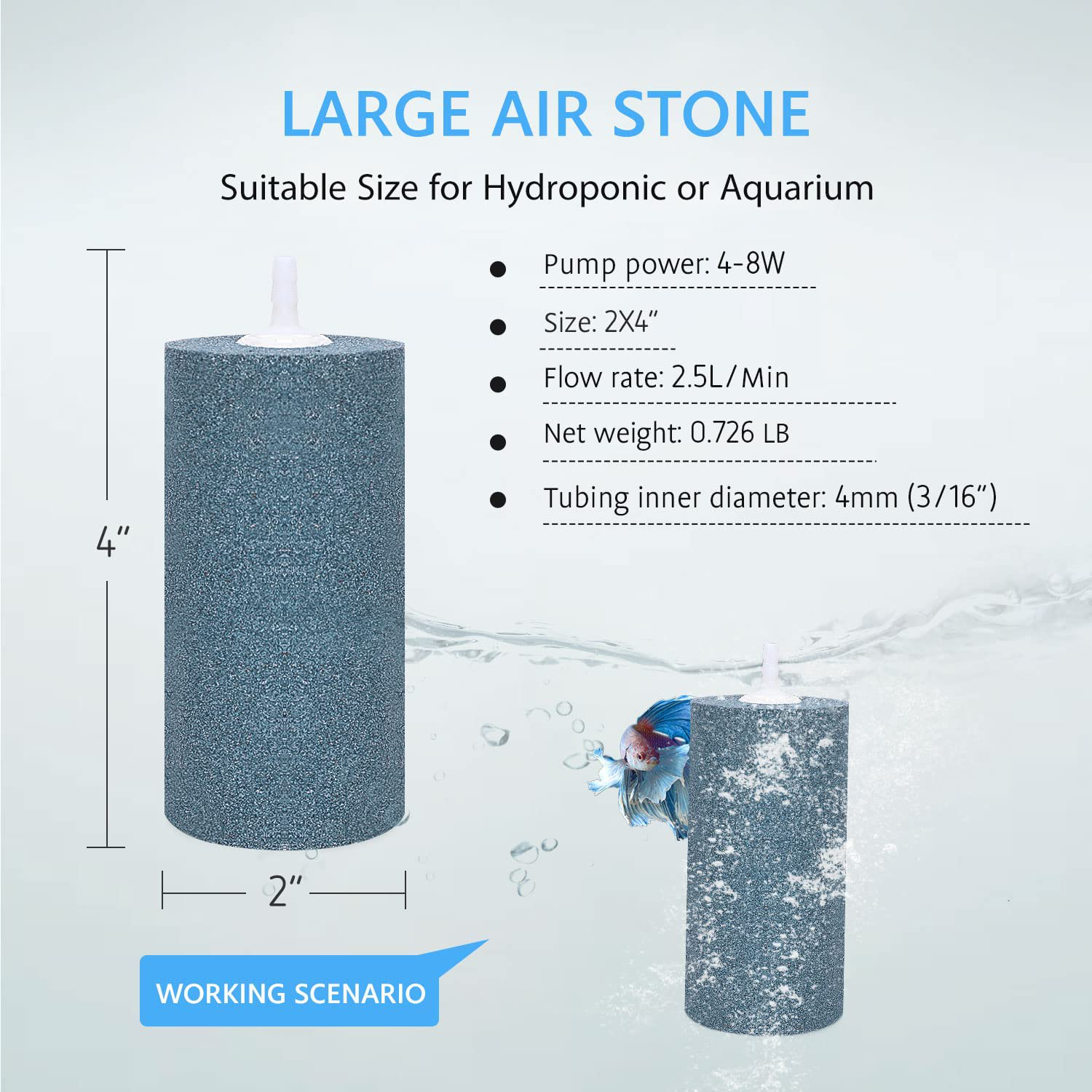 VIVOSUN Air Stone 2PCS 4 X 2 Inch Large Air Stone for Aquarium and Hydroponics Air Pump Animals & Pet Supplies > Pet Supplies > Fish Supplies > Aquarium Air Stones & Diffusers VIVOSUN   