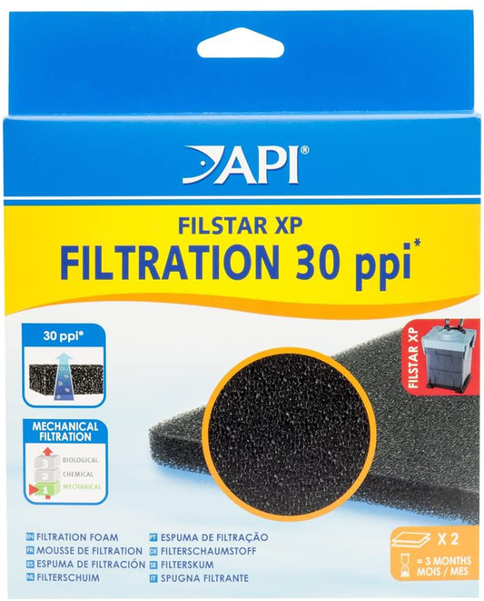 API FILSTAR XP FILTRATION FOAM 30 PPI Aquarium Canister Filter Filtration Pads 2-Count Animals & Pet Supplies > Pet Supplies > Fish Supplies > Aquarium Filters API   