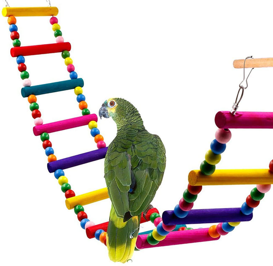 Uheng Colorful Bird Ladder Toys for Parrot, Pet Swings Chew Hanging Bridge, Wooden Rainbow Cage Training Accessories for Cockatiel Conure Parakeet Small Macaw Budgie Animals & Pet Supplies > Pet Supplies > Bird Supplies > Bird Ladders & Perches Uheng 80CM/31in  