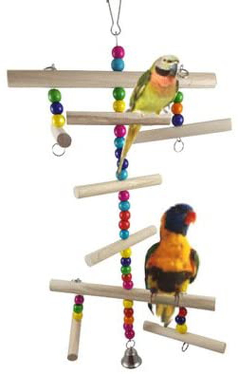 Hypeety Wooden Swings Toy Bridge Perches Stand Ladder for Small Birds Budgie Parakeet Cockatiel Cage Accessories Pet Chewing Hanging Toy Animals & Pet Supplies > Pet Supplies > Bird Supplies > Bird Ladders & Perches Hypeety Hanging string toy  