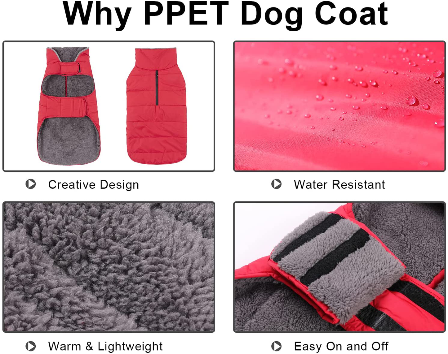 PPET Dog Cold Weather Coats Waterproof Windproof Winter Dog Jacket,Thick Padded Warm Coat Vest Blue Snowsuit Warm Dog Apparel for Small Medium Large Dogs with Furry Collar