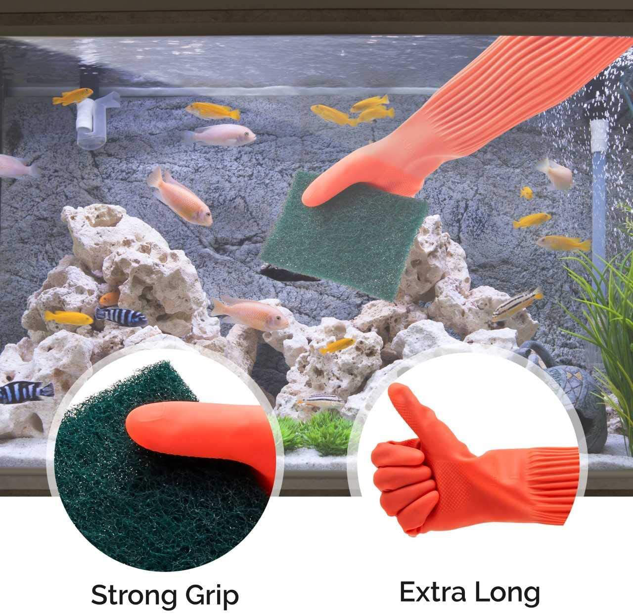 Aropaw Aquarium Cleaning Tools Set 22 Inch Waterproof Gloves, Aquarium Cleaner Fish Tank Sponge Animals & Pet Supplies > Pet Supplies > Fish Supplies > Aquarium Cleaning Supplies AroPaw   