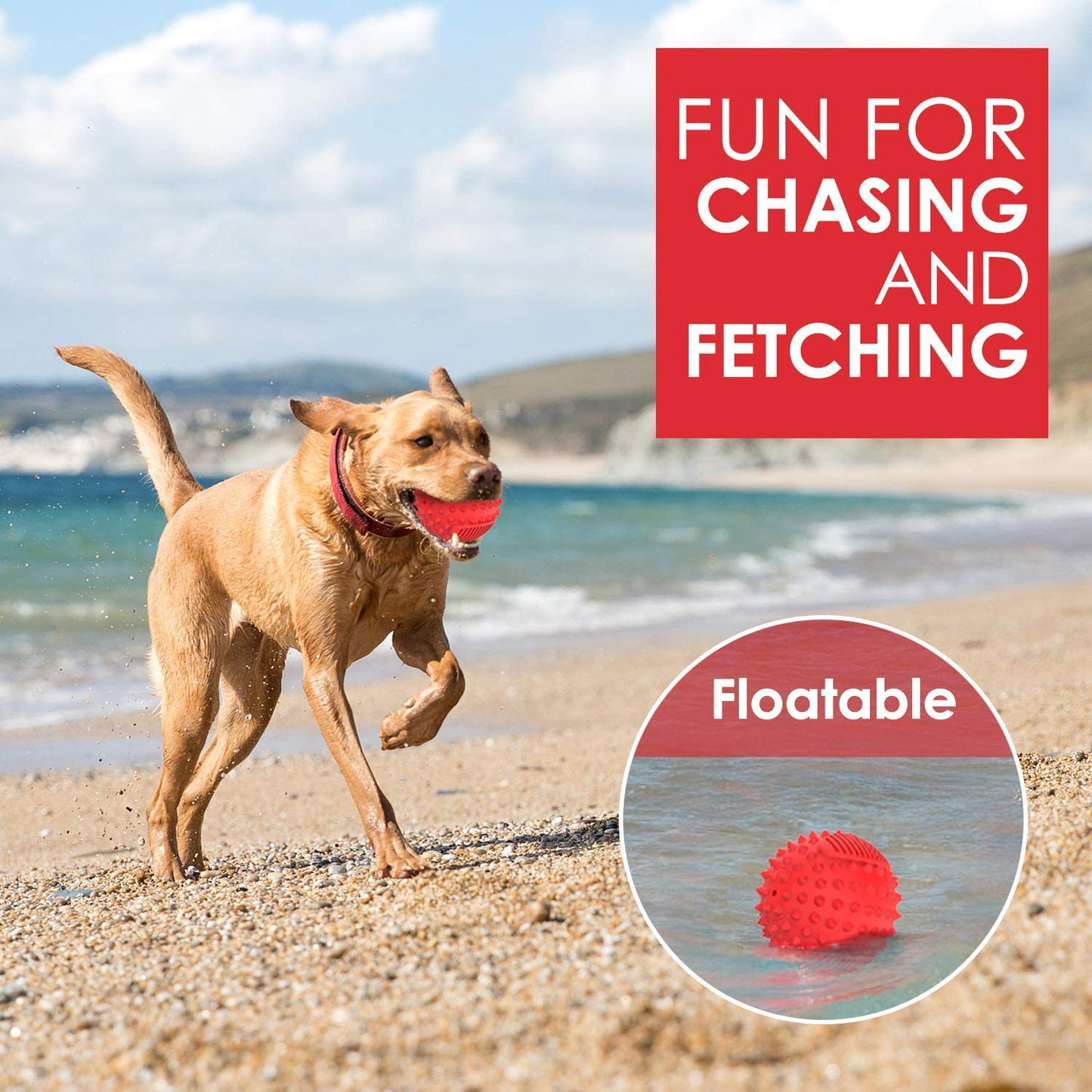 PETIZER Squeaky Dog Ball Toy for Aggressive Chewers ,4 Inches Indestructible Durable Big Dogs Chew Spiky Ball, Floatable Rubber Pet Toys for Medium &Large Breeds Animals & Pet Supplies > Pet Supplies > Dog Supplies > Dog Toys petizer   