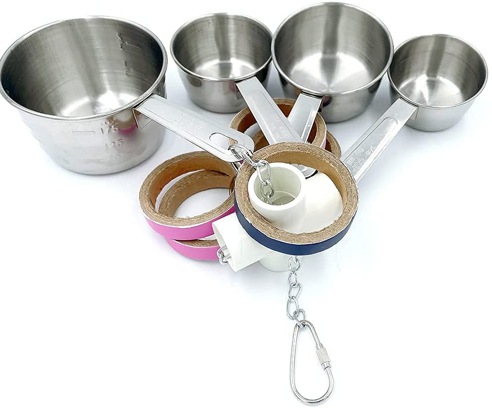 GILYGI Durable Bird Parrots Pots and Bagel Toys, Pullable Stainless Steel Cup and Cardboard Ring Toys for Amazons Mini Macaws African Greys Cockatoos Eclectus Animals & Pet Supplies > Pet Supplies > Bird Supplies > Bird Toys GILYGI   