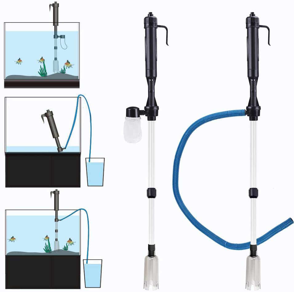 IREENUO Fish Tank Gravel Vacuum Cleaning, Electric Aquarium Gravel Cleaning, Battery Operated Siphon Pump Water Changer with 3 Pcs Replaceable Mesh Bags Animals & Pet Supplies > Pet Supplies > Fish Supplies > Aquarium Cleaning Supplies IREENUO   