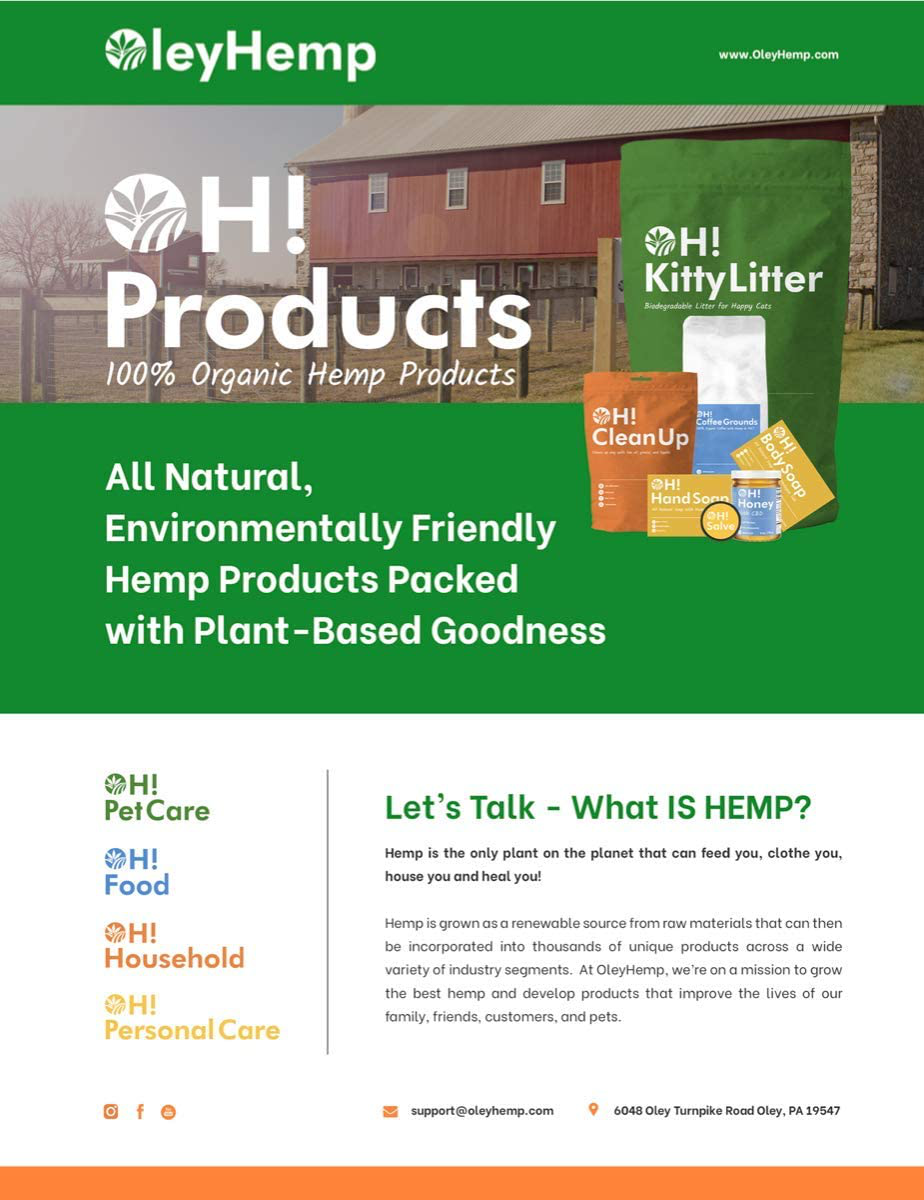 Oleyhemp OH! Small Pet Hemp Bedding - Hamsters, Rabbits, Chickens, Birds, Rats, Reptiles - 100% Natural, Biodegradable & USA Grown - Super Absorbency Compared to Clay Animals & Pet Supplies > Pet Supplies > Small Animal Supplies > Small Animal Bedding OleyHemp   