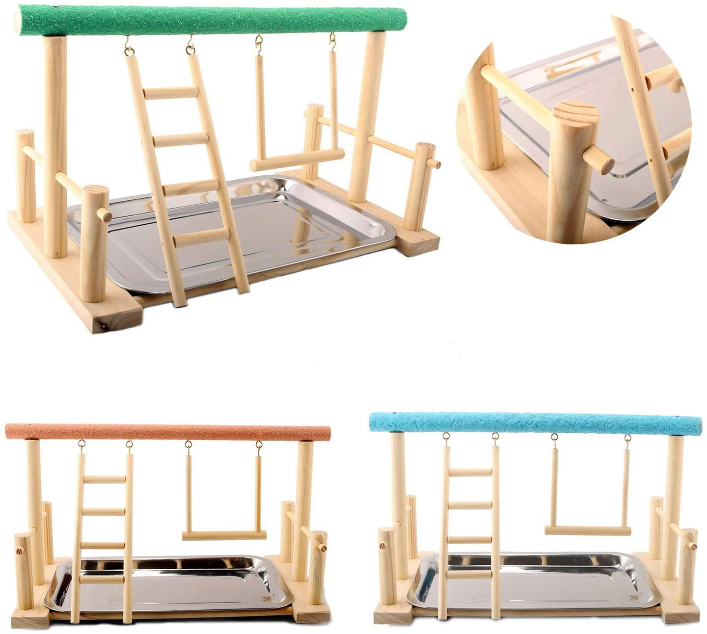 Mrli Pet Parrot Playstand Bird Play Stand Cockatiel Playground Wood Perch Gym Playpen with Ladder Swing Toys Exercise Play (Include a Tray) Animals & Pet Supplies > Pet Supplies > Bird Supplies > Bird Gyms & Playstands Mrli Pet   