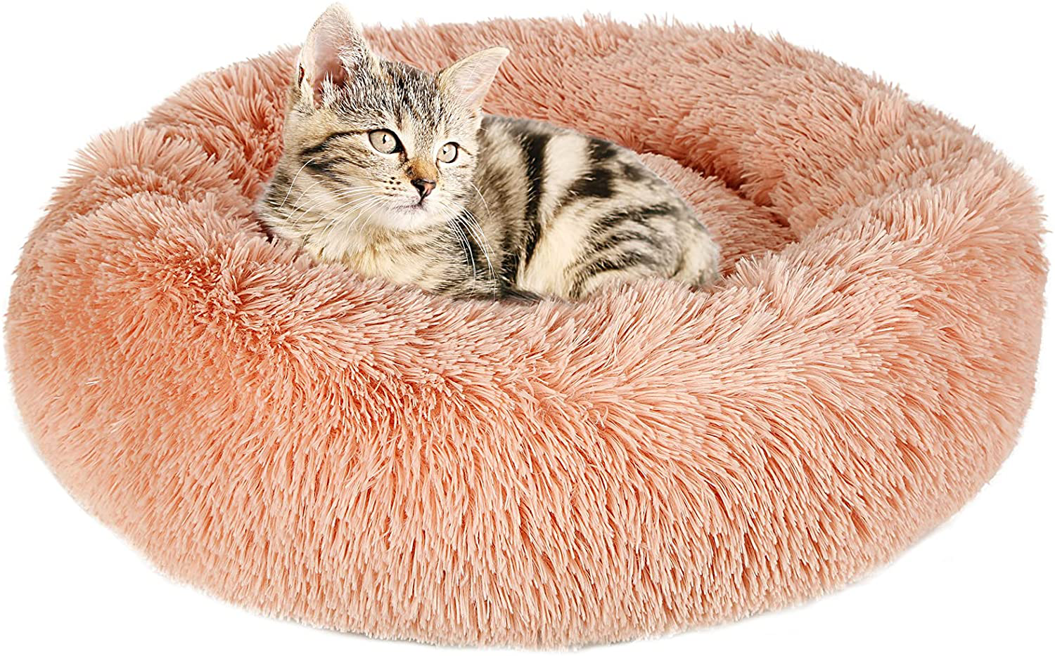 Dog Bed Cat Bed for Indoor Cats - Donut Calming Pet Bed Soft Faux Fur Dog Beds Machine Washable round Cat Beds for Indoor Cats for Small Dog