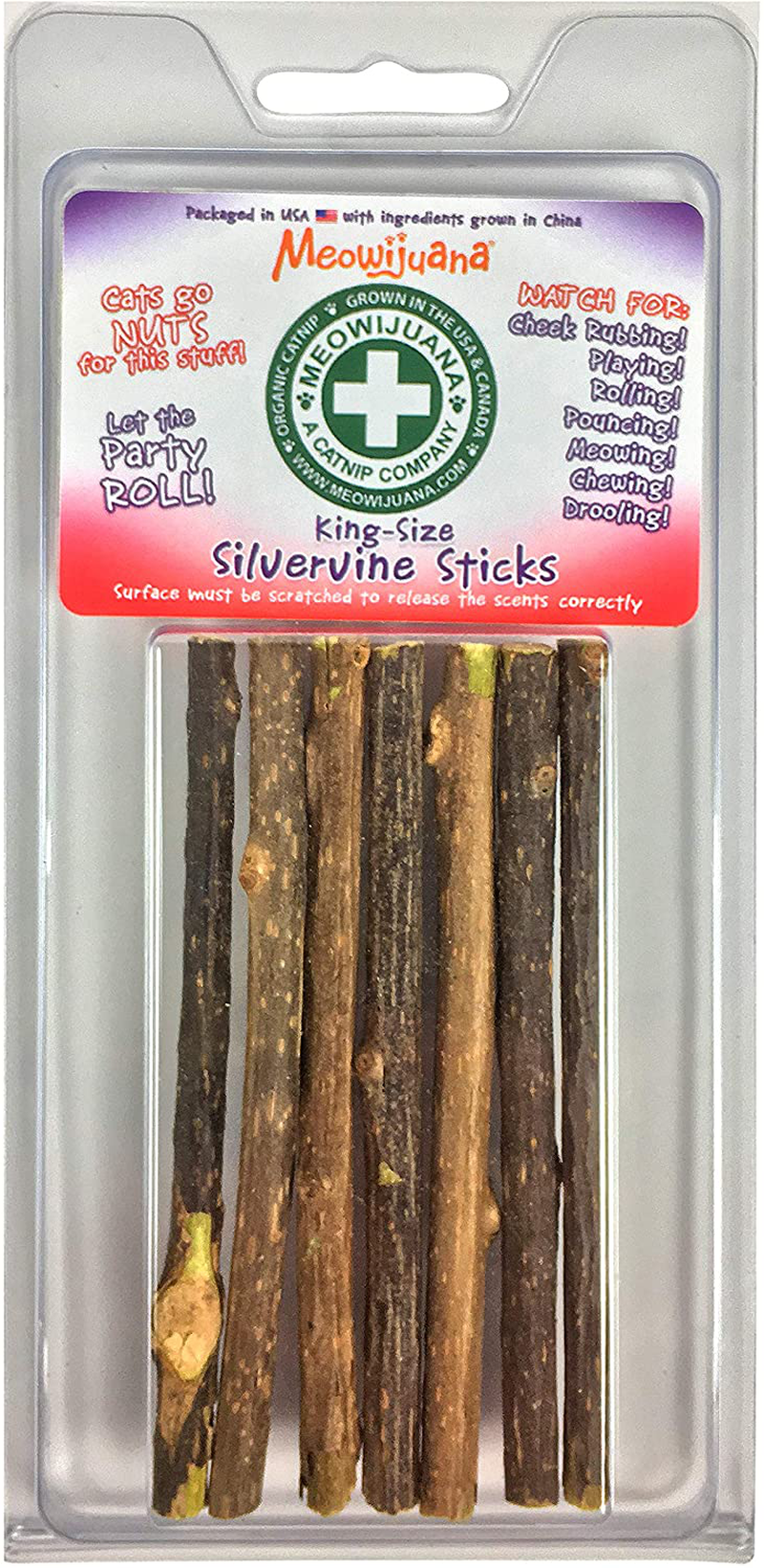 Meowijuana | King Size Silvervine Sticks Bundles | All Natural Matatabi Chew Sticks | High Potency Cat Treat | Cat Dental Health | Catnip Alternative | Feline and Cat Lover Approved
