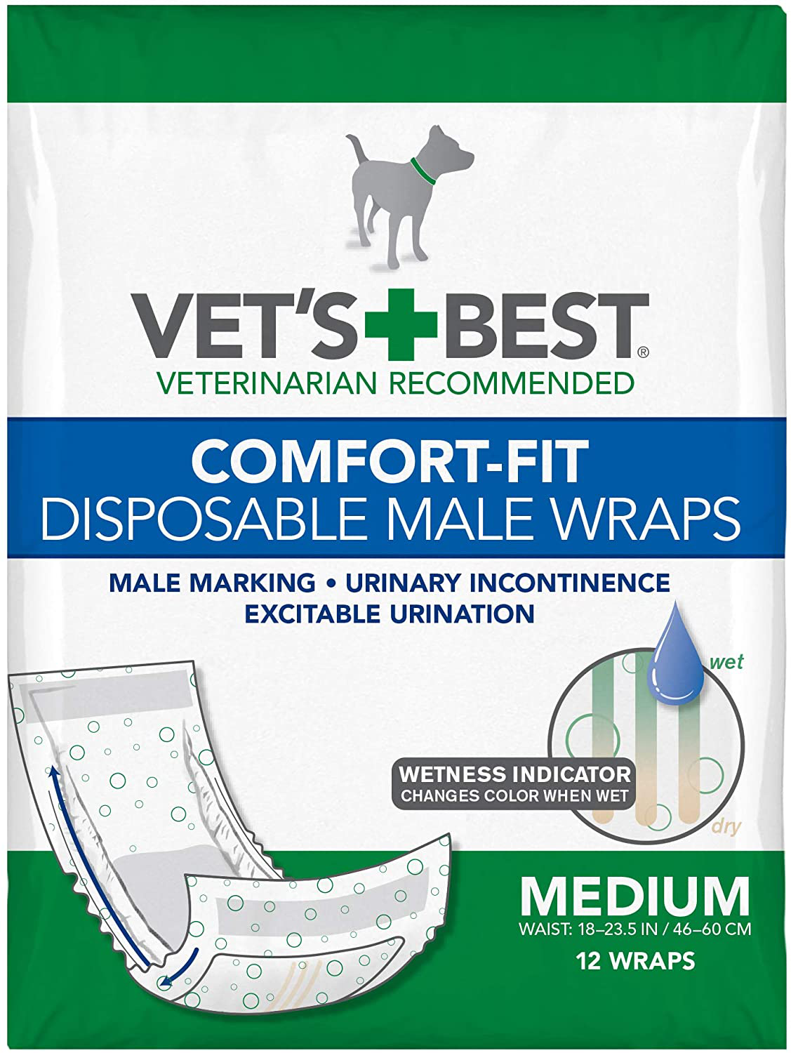 Vet'S Best Comfort Fit Disposable Male Dog Diapers | Absorbent Male Wraps with Leak Proof Fit Animals & Pet Supplies > Pet Supplies > Dog Supplies > Dog Diaper Pads & Liners Vet's Best   
