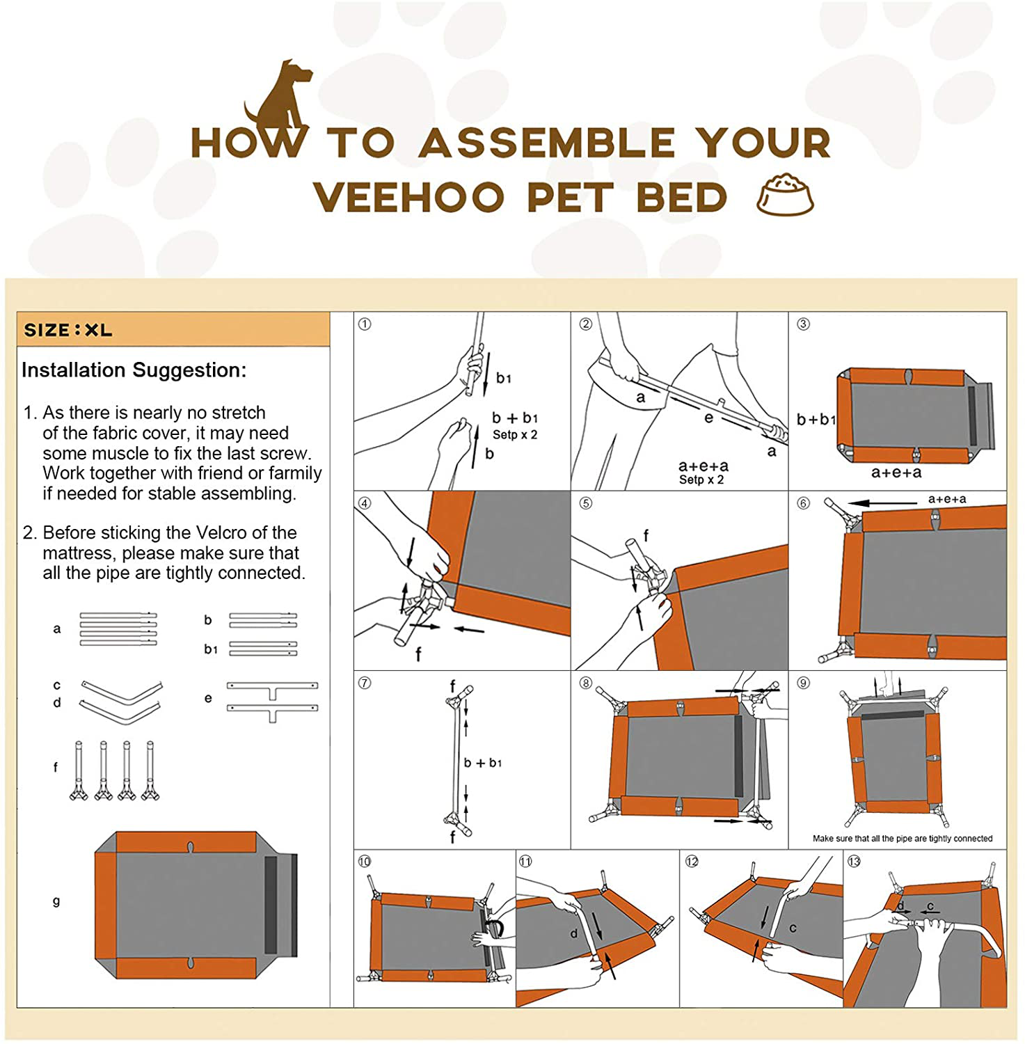 Veehoo Metal Elevated Dog Bed, Cooling Raised Pet Cot with Washable Mesh,  Medium, Black Silver 