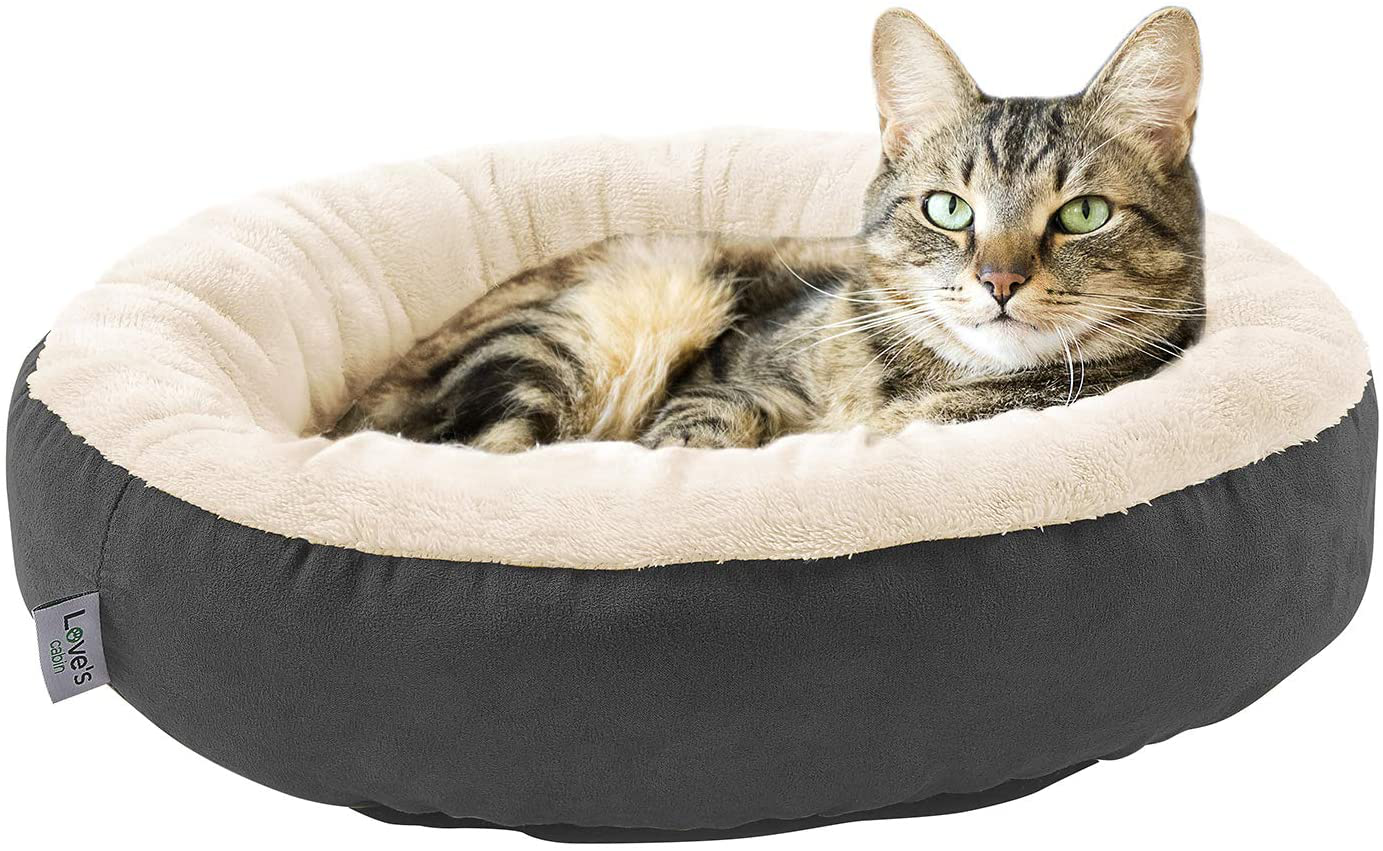 Love'S Cabin round Donut Cat and Dog Cushion Bed, 20In Pet Bed for Cats or Small Dogs, Anti-Slip & Water-Resistant Bottom, Super Soft Durable Fabric Pet Supplies, Machine Washable Luxury Cat & Dog Bed Animals & Pet Supplies > Pet Supplies > Cat Supplies > Cat Beds Love's cabin Dark Grey  