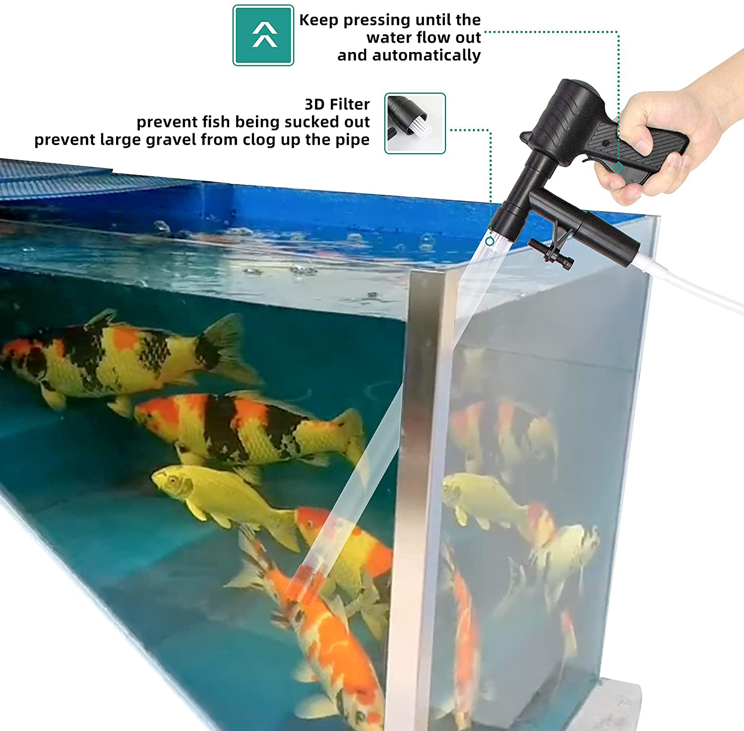 Aquarium Gravel Cleaner, New Quick Water Changer with Air-Pressing Button, Fish Tank Sand Cleaning Kit Aquarium Siphon Vacuum Cleaner with Water Hose Controller Clamp Animals & Pet Supplies > Pet Supplies > Fish Supplies > Aquarium Cleaning Supplies HENGHOLD   
