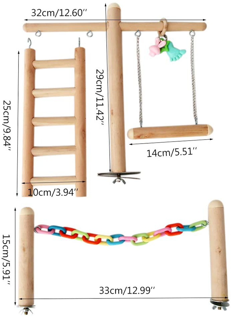 Hibye Bird Cage Stand Play Gym Wood Perch Playground Parrot Climbing Ladder Chewing Chain Swing Activity Exercise Center for Lovebirds Budgies Finches Parakeets Animals & Pet Supplies > Pet Supplies > Bird Supplies > Bird Gyms & Playstands Hibye   