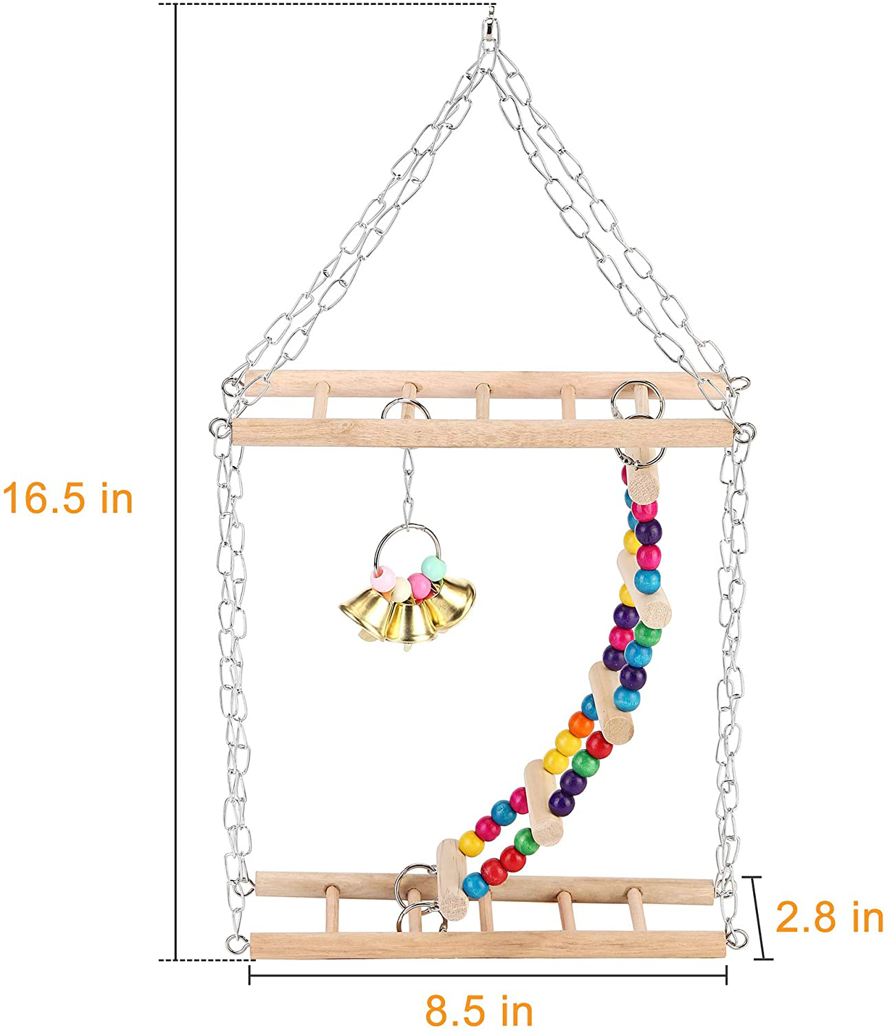 Filhome Hanging Bird Ladder Swing Bridge Toys, Parrot Playground Perch Stand Toy Bird Cage Accessories for Parakeets Cockatiels, Conures, Macaws, Finches Animals & Pet Supplies > Pet Supplies > Bird Supplies > Bird Gyms & Playstands Filhome   