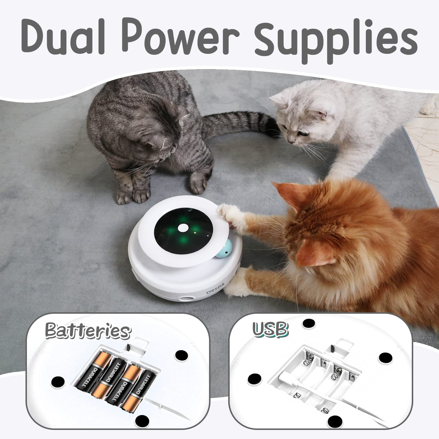 Cat Toys ORSDA 2-In-1 Interactive Cat Toys for Indoor Cats, Automatic Cat Toy Balls, Ambush Feather Kitten Toys with 6Pcs Attachments, Dual Power Supplies, Adjustable Speed, Auto On/Off… Animals & Pet Supplies > Pet Supplies > Cat Supplies > Cat Toys ORSDA   