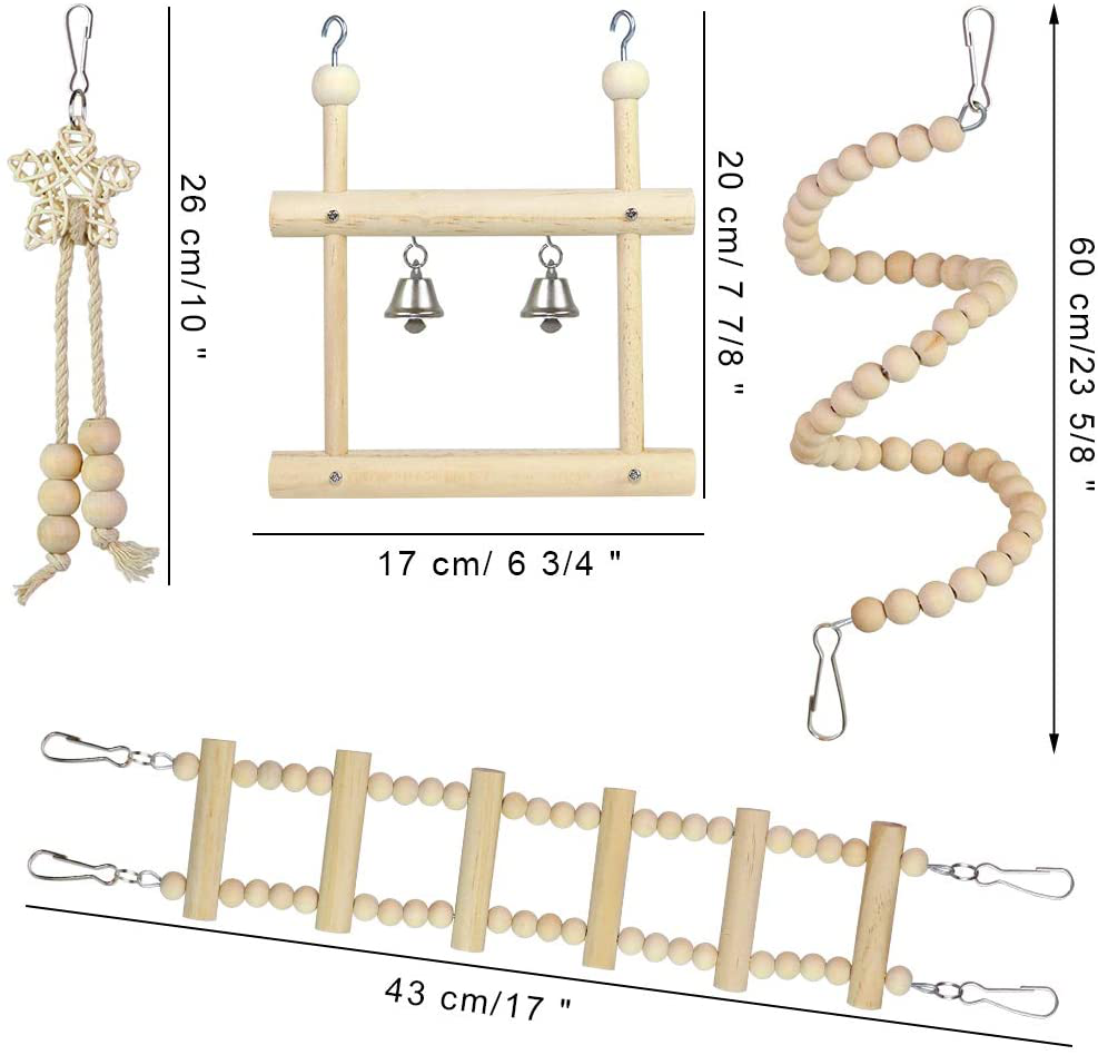 Small Bird Swing Toys, 8 Pieces Parrots Chewing Natural Wood and Rope Bungee Bird Toy for Anchovies, Parakeets, Cockatiel, Conure, Mynah, Macow and Other Small Birds Animals & Pet Supplies > Pet Supplies > Bird Supplies > Bird Cage Accessories PETUOL   