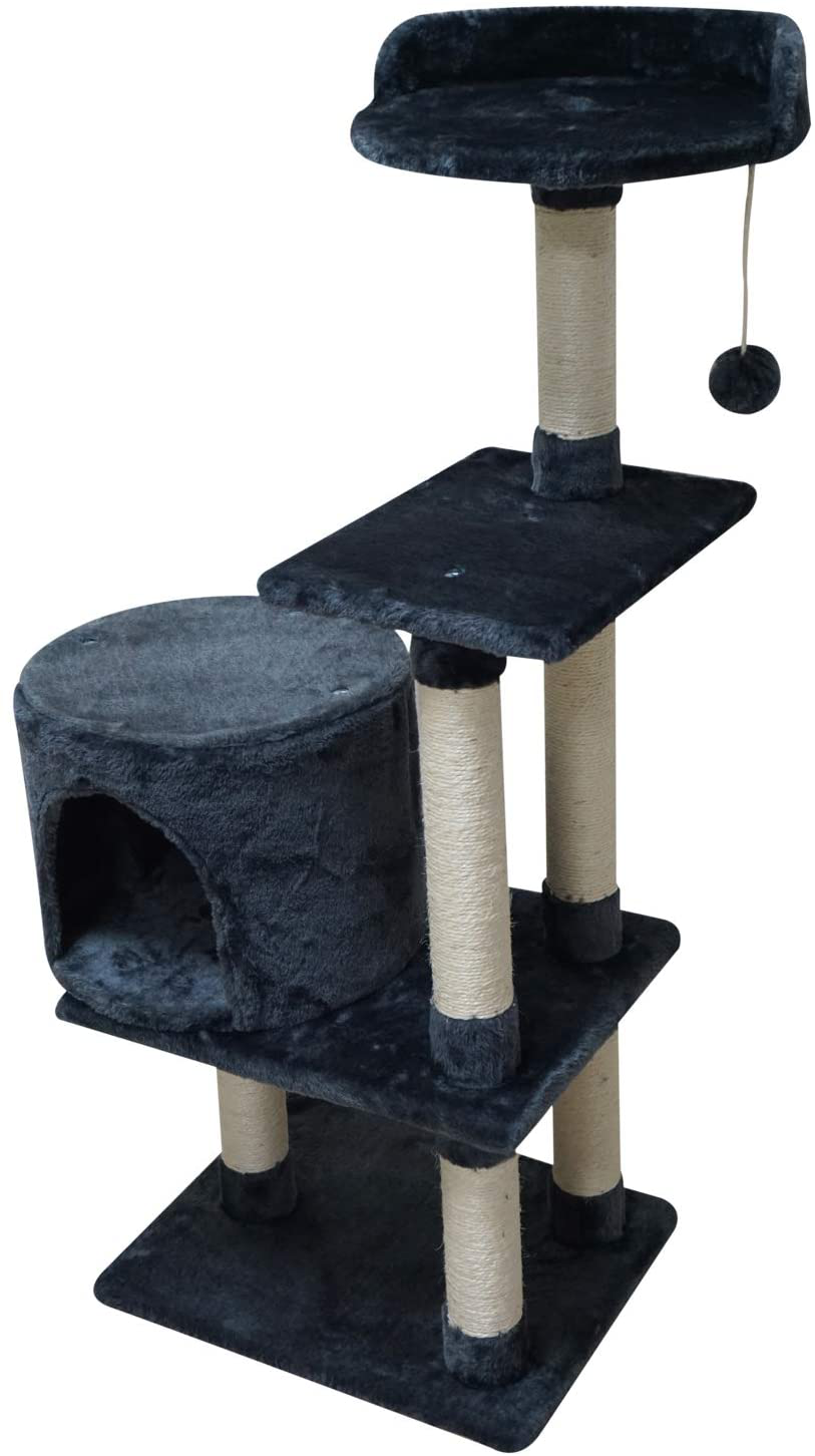 FISH&NAP Cat Tree Cat Tower Cat Condo Sisal Scratching Posts with Jump Platform Cat Furniture Activity Center Play House Grey Animals & Pet Supplies > Pet Supplies > Cat Supplies > Cat Furniture FISH&NAP   