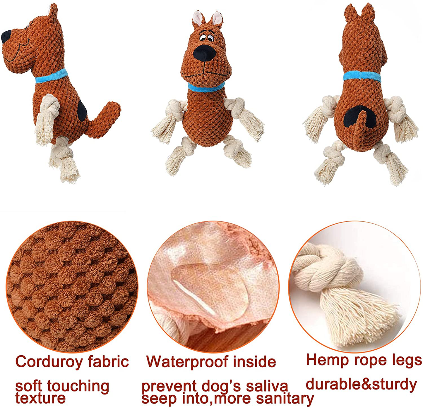 Dulaseed Dog Toys for Small Medium Dogs, Squeaky Plush Dog Chew Toys for Boredom , Durable Tough Rope Toys for Puppy Pet , Stuffed Dog Toys for Teeth Cleaning Animals & Pet Supplies > Pet Supplies > Dog Supplies > Dog Toys DuLaSeed   