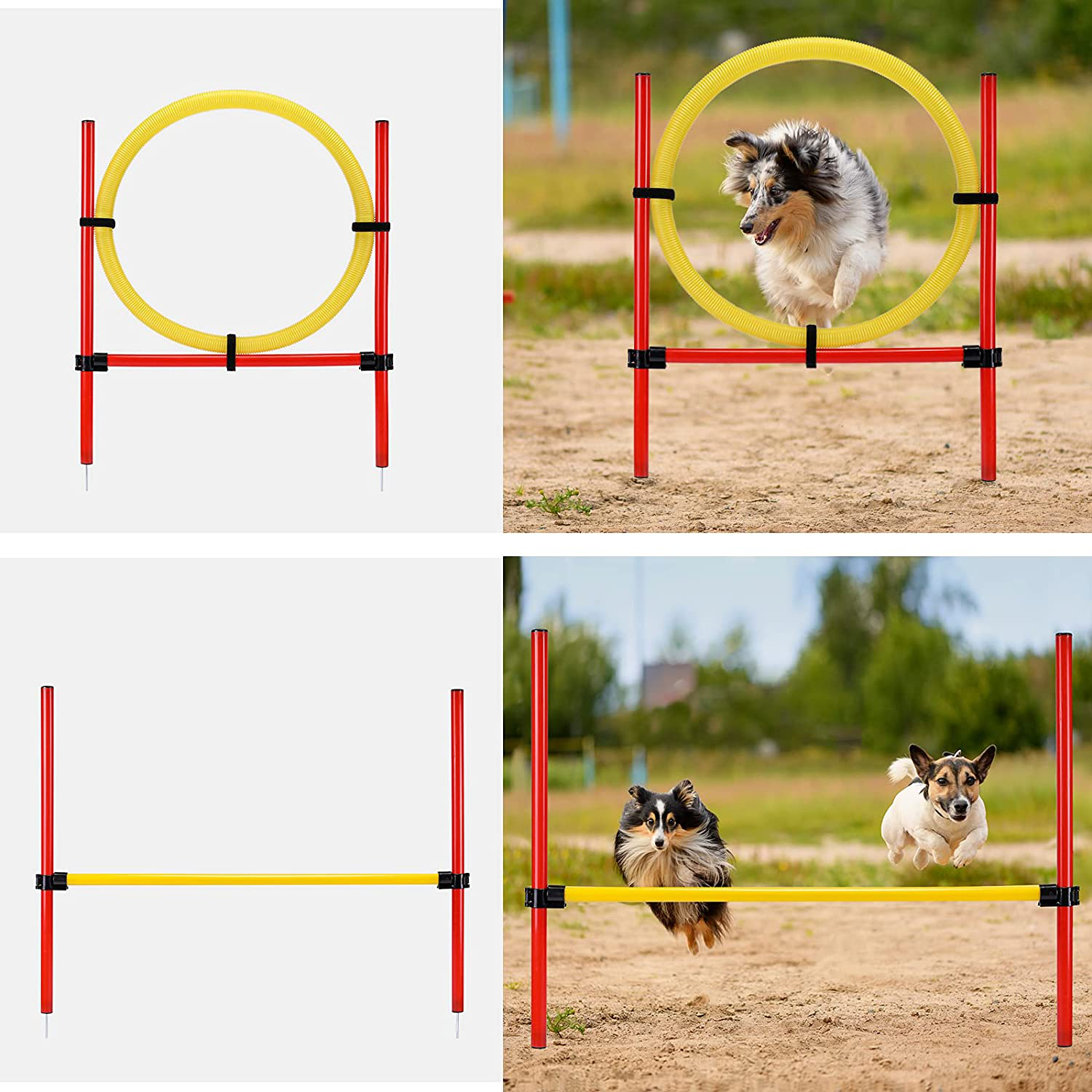 Dog Agility Equipment Set 25 Piece Training Starter Kit Dog Obstacle Course for Training Pet Outdoor Games for Backyard Includes Jumping Ring, High Jumps, Dog Frisbee, Slalom Poles with Carrying Bag Animals & Pet Supplies > Pet Supplies > Dog Supplies > Dog Treadmills HWONMTE   