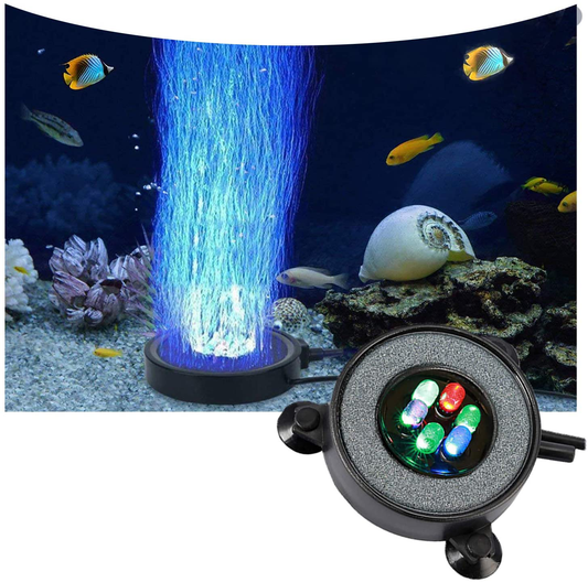 LED Aquarium Air Stones Fish Tank Bubbler Light Air Stone Diffuser Decor Lamp with Sucker Colorful Backgound Lighting (2.2Inch Light Disk(No Remote)) Animals & Pet Supplies > Pet Supplies > Fish Supplies > Aquarium Lighting JackSuper   