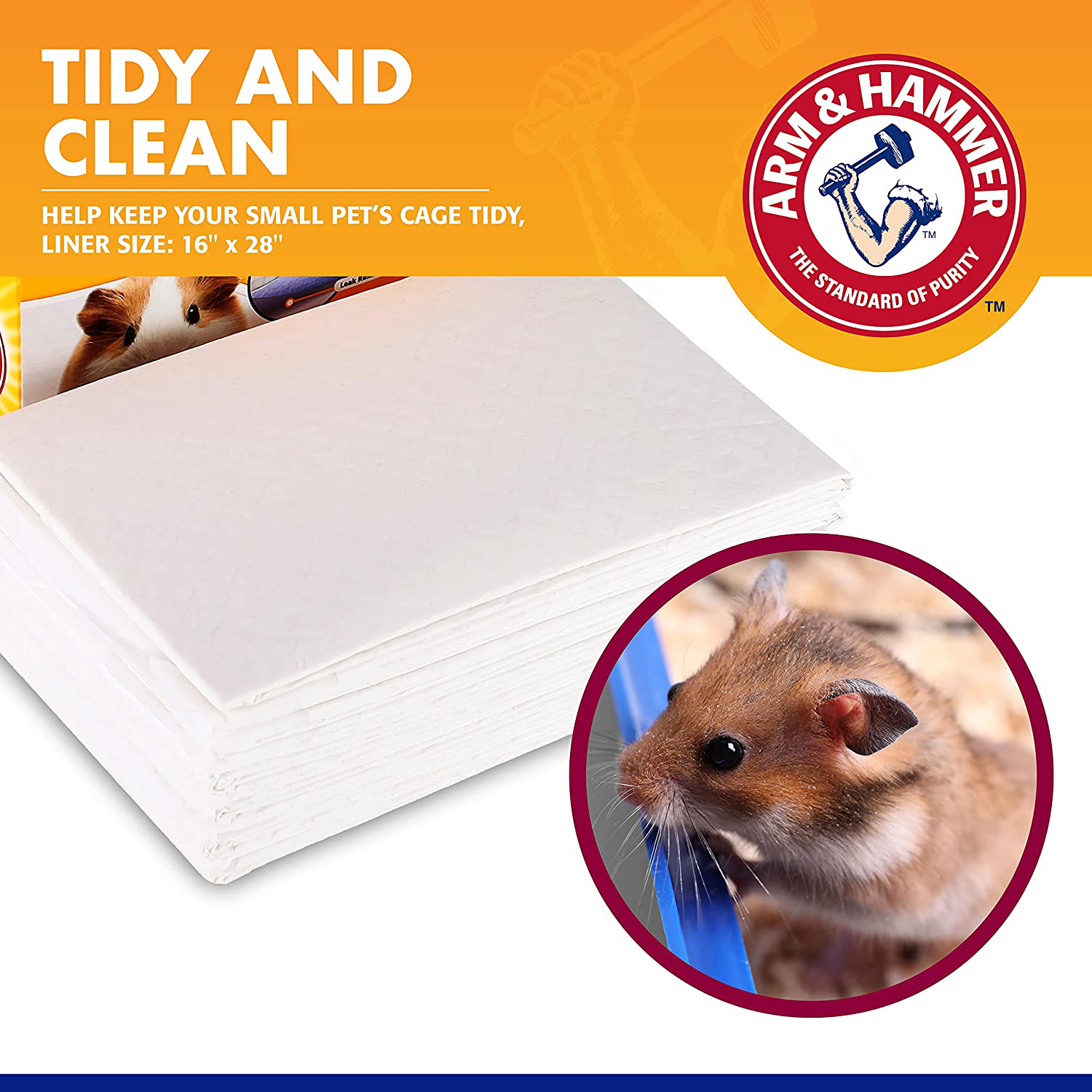 Arm & Hammer for Pets Super Absorbent Cage Liners for Guinea Pigs, Hamsters, Rabbits - Best Cage Liners for Small Animals, 7 Count - Small Animal Pet Products, Guinea Pig Pads, Guinea Pig Cage Liners Animals & Pet Supplies > Pet Supplies > Bird Supplies > Bird Treats Arm & Hammer   