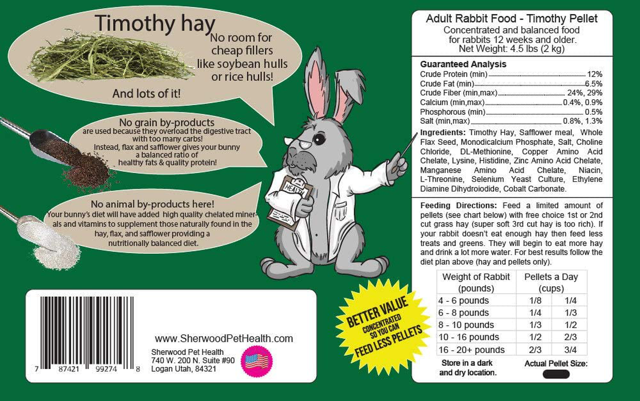 Sherwood Pet Health Adult Rabbit Food Timothy Pellet Animals & Pet Supplies > Pet Supplies > Small Animal Supplies > Small Animal Food Sherwood Pet Health   