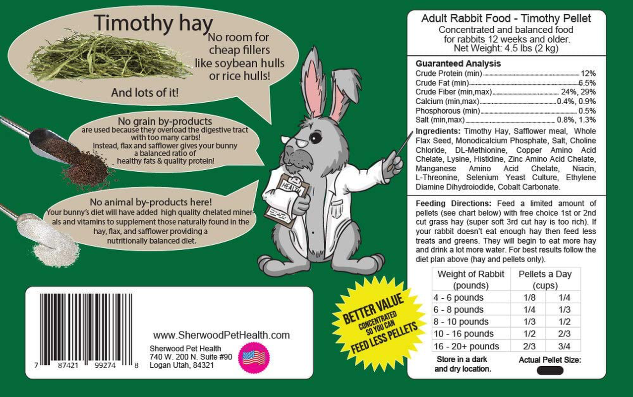 Sherwood Pet Health Adult Rabbit Food Timothy Pellet
