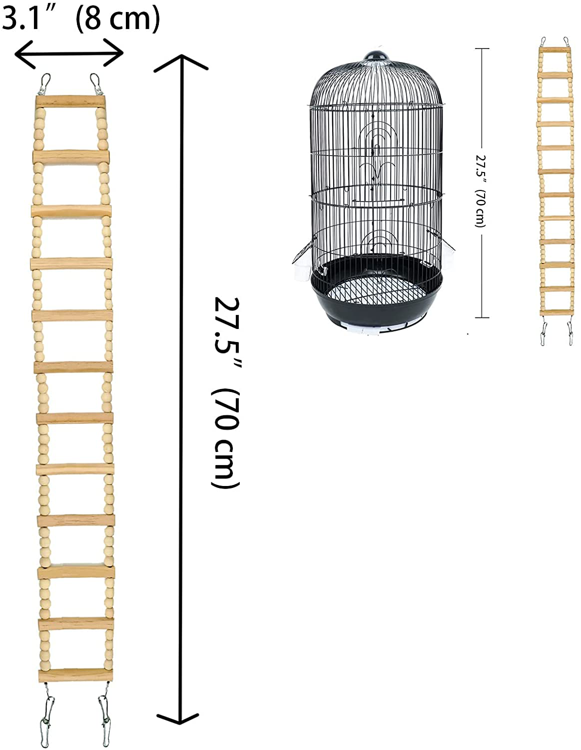 Dnoifne Bird Wooden Ladder Bridge, Ladders Swing Chewing Toys, Hanging Pet Bird Cage Accessories, Funny Perch Training Toys for Bird Parrot Macaw African Budgies Cockatiels Parakeet Hamster Squirrel Animals & Pet Supplies > Pet Supplies > Bird Supplies > Bird Ladders & Perches Dnoifne   