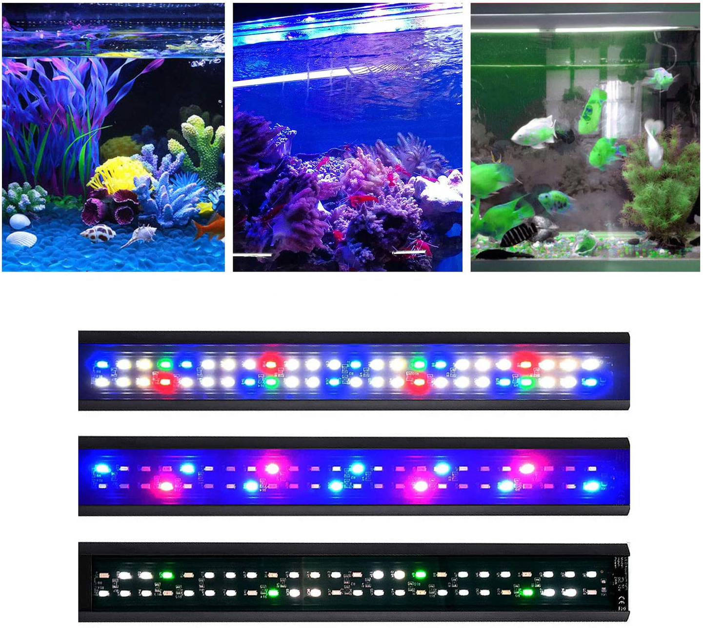 KZKR Full Spectrum Tank Light 36 - 48 Inch LED Aquarium Lighting Dimming Timing Control Hood Lamp for Freshwater Marine Plant Decorations Light 30 40 55 65 Gallon