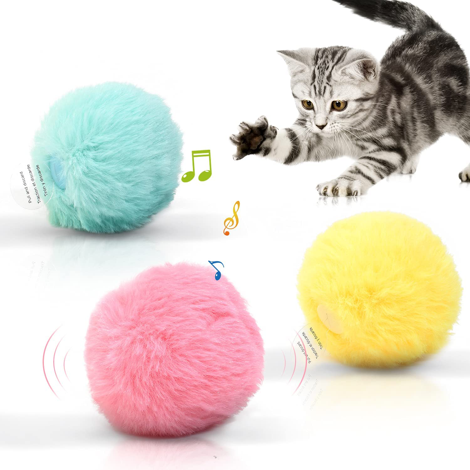 Potaroma 3 Pack Fluffy Plush Cat Ball Toys, Interactive Chirping Balls Cat Kicker Toys, 3 Lifelike Animal Chirping Sounds, Fun Kitty Kitten Catnip Toys for Cat Exercise Animals & Pet Supplies > Pet Supplies > Cat Supplies > Cat Toys Potaroma Classic  