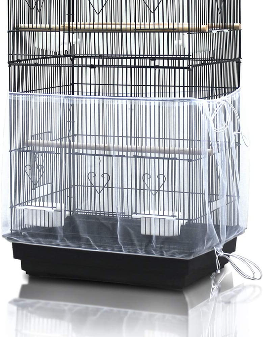 ASOCEA Universal Birdcage Cover Seed Catcher Nylon Mesh Parrot Cage Skirt- White (Not Include Birdcage) Animals & Pet Supplies > Pet Supplies > Bird Supplies > Bird Cage Accessories ASOCEA   