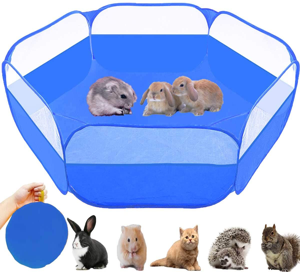 Gabraden Small Animals Tent,Reptiles Cage,Breathable Transparent Pet Playpen Pop Open Outdoor/Indoor Exercise Fence,Portable Yard Fence Animals & Pet Supplies > Pet Supplies > Small Animal Supplies > Small Animal Habitat Accessories GABraden Upgrade Blue  