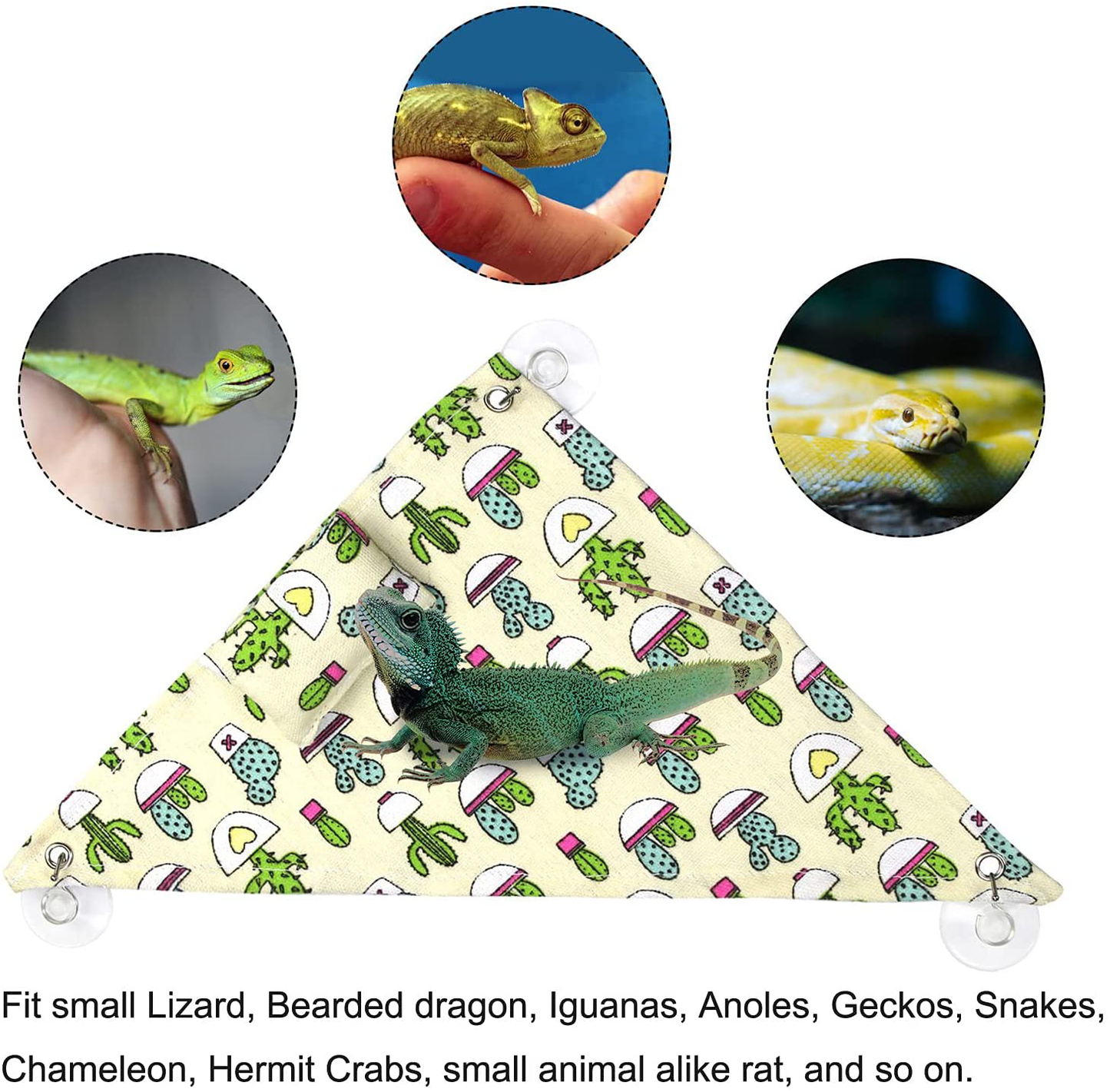 Triangular Reptile Lizard Hammock, Bearded Dragon Lounger Swing Bedding with Suction Cup Pillow, Reptile Terrarium Amphibian Habitat Decor Tank Accessories Hanging Bed Climbing Ladder for Small Gecko Animals & Pet Supplies > Pet Supplies > Reptile & Amphibian Supplies > Reptile & Amphibian Habitat Accessories Yagamii   