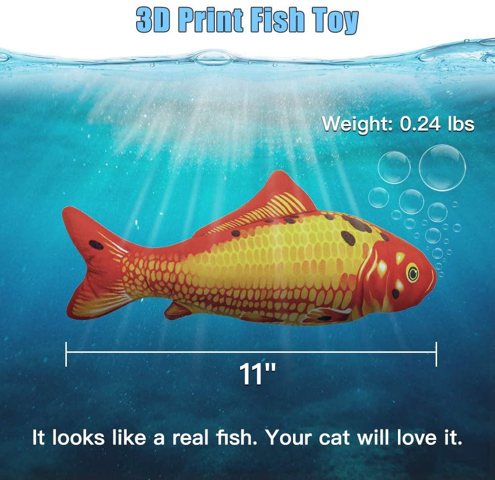 TOOGE 2 Pack 11" Electric Moving Fish Cat Toy Realistic Interactive Flopping Fish Cat Kicker Catnip Toys for Indoor Cats Pets Kitten Animals & Pet Supplies > Pet Supplies > Cat Supplies > Cat Toys TOOGE   